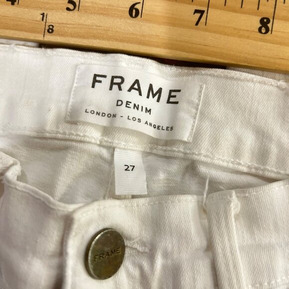 Frame Denim‎ Womens 27 White Le Skinny De Jeanne Distressed Skinny Jeans - Picture 4 of 12